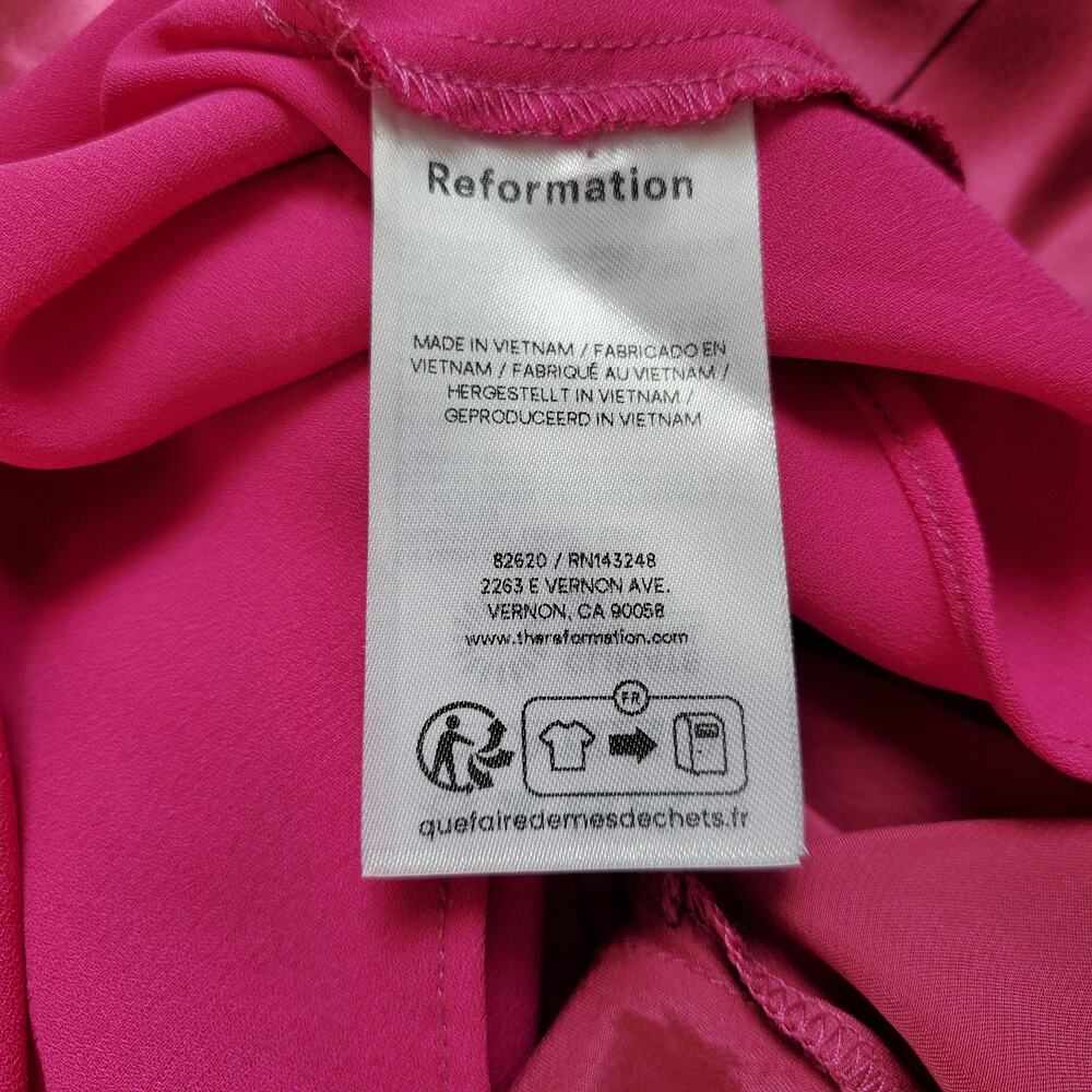 Reformation Anaiis Silk Maxi Dress Column Gown Hibiscus Tea Pink Size 8 - Picture 13 of 15